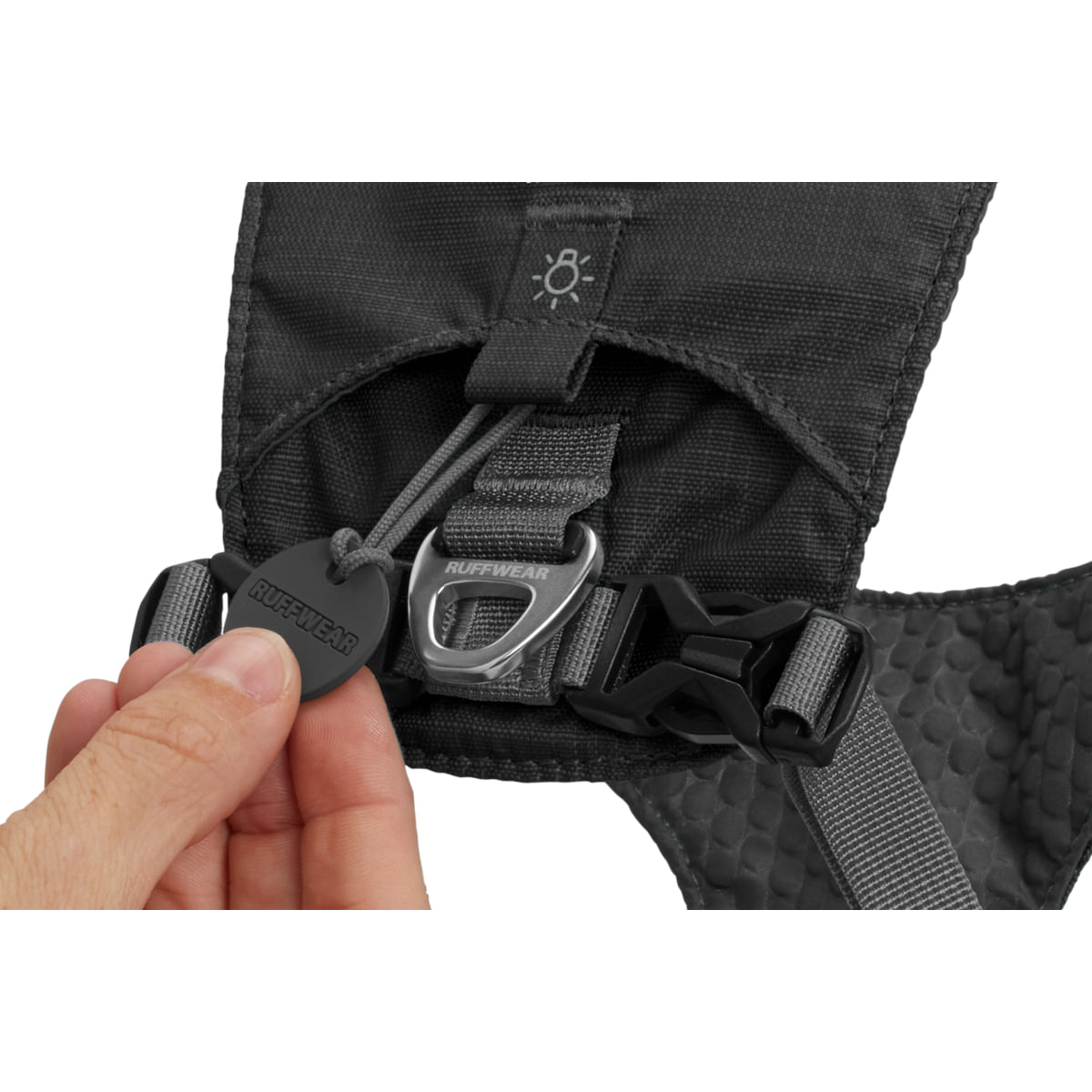 RUFFWEAR Hi &amp; Light, ham prindere spate câini, ajustabil, reflectorizant RUFFWEAR Hi &amp; Light Twilight Gray, ham prindere spate câini, ajustabil, reflectorizant, gri, S(56-69cm)